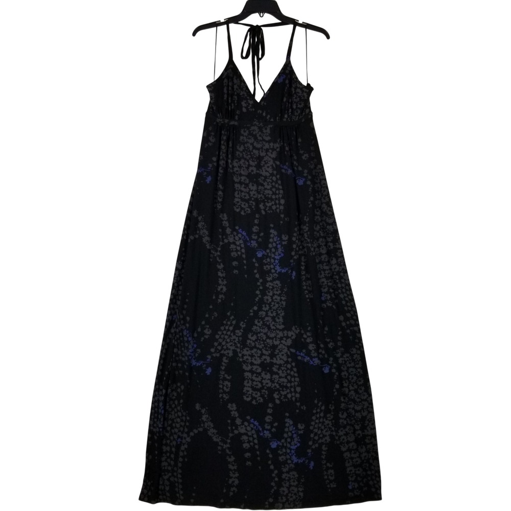 Express Maxi Dress Womens Large Black Floral Halter Empire Waist Sleeveless Gown